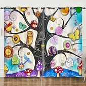 billiga Gardiner och draperier-mörkläggningsgardin draperier bondgård gardin 2 paneler svart för vardagsrum sovrum dörr kök balkong fönster behandlingar värmeisolerad
