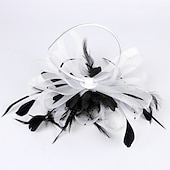 cheap Fascinators-Fascinators Headwear Headpiece Tulle Feathers Formal Business / Ceremony / Fall Wedding Kentucky Horse Race Ladies Day Vintage Elegant With Feather Bowknot Headpiece Headwear Race Day Dress