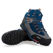 abordables Botas de montaña-Botas de senderismo impermeables para hombre con cordones rojos: calzado de exterior duradero para terrenos difíciles