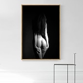 levne Postavy-lidé nástěnné umění plátno černobílá sexy žena zpět plakát tisky a plakáty obrázky dekorativní látka malba do obývacího pokoje obrázky bez rámu