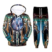 Men's Tracksuit Hoodies Set Black Hooded Graphic Wolf 2 Piece Print Sports & Outdoor Casual Sports 3D Print Basic Streetwear Sportswear Fall Spring Clothing Apparel Hoodies Sweatshirts  Long Sleeve3