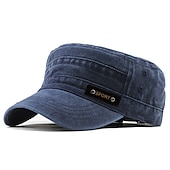 cheap Hats-Four Seasons Casual Washed Cotton Flat Top Hat Unique Design Vintage Adjustable Fisher Caps Men Women Cap