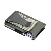 ieftine suporturi pentru carduri și cutii-Portofele subțiri pentru bărbați. Portofel din fibră de carbon RFID pentru bărbați cu clip pentru bani. Subțire portofel din aluminiu minimalist pentru carduri de credit