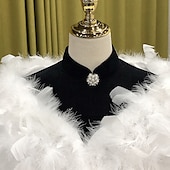 voordelige Bontstola&#039;s-Witte Nepbont Wraps Sjaals Bolero Bruid Wraps Dames Elegante  Luxueuze Houd Warm Mouwloze Nepbont Bruiloft Wraps Met Veren  Bont Voor Formele Winterjurk om indruk te maken