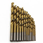 cheap Drill Bit Set-13pc 2-12mm Round Shank Twist Drill Bit Set Titanium Coated Hole Cutter High Speed Steel Gun Drill Bit Woodworking Metal Tool