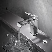 cheap Bathroom Sink Faucets-Bathroom Sink Faucet - Waterfall Electroplated / Painted Finishes Centerset Single Handle One HoleBath Taps