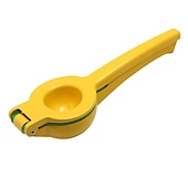 abordables Utensilios de cocina y gadgets-Exprimidor de lima limón 2 en 1 - exprimidor de mano exprimidor de limón - exprimidor de cítricos manual de extracción máxima (atolón amarillo y azul vibrante)