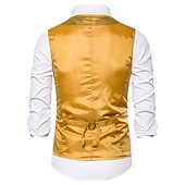 preiswerte Men&#039;s Vest-Herren Weste Hochzeit Party Party / Abend Ausgehen Strassenmode Brautkleider schlicht Frühling Herbst Tasche Polyester warm halten Schnelltrocknend Feste Farbe Einreihiger Verschluss V Ausschnitt