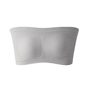 baratos Sutiãs-sutiã bandeau sem costura plus size sem alças sutiã tubo superior elástico com almofadas removíveis para roupas femininas para casa