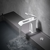 cheap Bathroom Sink Faucets-Bathroom Sink Faucet - Waterfall Electroplated / Painted Finishes Centerset Single Handle One HoleBath Taps