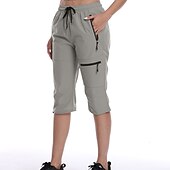 baratos Calças e Calções-Mulheres Calça Cargo Calças de Trilha Verão Ao ar livre Respirável Impermeável Secagem Rápida Leve Calças Capri Calças Com Cordão Bolso Com Zíper Cintura elástica Cinzento Escuro Preto Caça Pesca