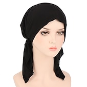 economico Cappelli-nuovo elastico di colore solido avvolgere la testa della sciarpa cappelli musulmano turbante cofano per le donne interno del cappello del hijab moda femminile turbanti cappellini