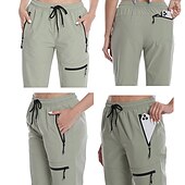 baratos Calças e Calções-Mulheres Calça Cargo Calças de Trilha Verão Ao ar livre Respirável Impermeável Secagem Rápida Leve Calças Capri Calças Com Cordão Bolso Com Zíper Cintura elástica Cinzento Escuro Preto Caça Pesca