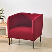 billiga Fåtöljskydd och armlöst stoltäckning-stretch fyrkantiga badkar stol vinröd slipcover sofföverdrag möbelskydd hög stretch 1 stycke soffa stolsöverdrag för vardagsrum slitstarkt spandex tyg icke glidtvättbar