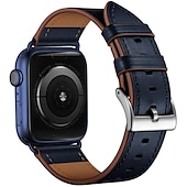 cheap Apple Watch Bands-Compatible with Apple Watch band 38mm 40mm 41mm 42mm 44mm 45mm 49mm Metal Clasp Luxury Adjustable Genuine Leather Strap Replacement Wristband for iwatch Ultra 2 Series 9 8 7 SE 6 5 4 3 2 1