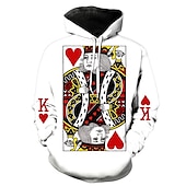 economico Patriottico-Cuore delle carte Giocando a carte Re del poker Felpa con cappuccio Ritorno a scuola Di base Harajuku Grafica Per Carnevale Ritorno a scuola Stampa 3D Feste Casual