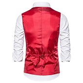 preiswerte Men&#039;s Vest-Herren Weste Hochzeit Party Party / Abend Ausgehen Strassenmode Brautkleider schlicht Frühling Herbst Tasche Polyester warm halten Schnelltrocknend Feste Farbe Einreihiger Verschluss V Ausschnitt
