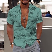 economico Piante tropicali-Per uomo Albero di cocco Piante tropicali Camicia Camicia hawaiana Camicia Aloha Maniche corte Camicia Collo ripiegabile Di tendenza Originale Informale Esterno Strada Informale Bianco Marrone Verde