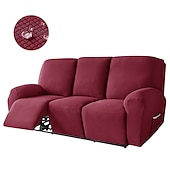 abordables Housse de fauteuil inclinable-Housses de canapé inclinables extensibles 3 places bordeaux imperméables avec poche latérale ensemble de 8 pièces, housse de chaise inclinable antidérapante pour fauteuil inclinable standard 3