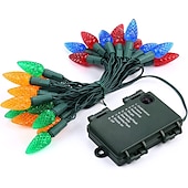 cheap Battery String Lights-C7 Bulbs Christmas Lights with Timer - 50 LED 16.4ft Strawberry Battery String Light for Outdoor Indoor - Mini Lighting Decor Patio Wreath Garland Party Xmas Tree Christmas Decorations