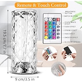 cheap Table Lamps-Crystal Table Lamp 16 Colors Change Touch Remote Control Modern Bedside Table Lamp USB Rechargeable Rose Desk Lamp Night Light for Valentines Bedroom Living Room Dinner Bar Decoration