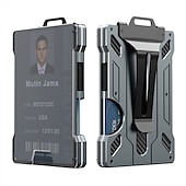 cheap Card Holders &amp; Cases-Wallet For Men - Slim Aluminum Metal Money Clip with 1 Clear window ID Badge Holder, RFID Blocking, Holds up 15 Cards with Cash Clip. Ultra-Thin Minimalist Wallet