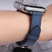 abordables correas de reloj de manzana-Ver Banda para Apple Watch Series 8 7 6 5 4 3 2 1 SE Cuero Auténtico Reemplazo Correa Double Tour Pulsera