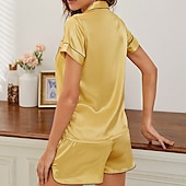 economico Pigiami da donna-pigiama da donna pigiama da notte set 2 pezzi cuore comfort dolce casa raso seta bavero manica corta pantaloncini bottone tasca estate primavera casa abiti