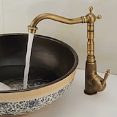 cheap Classical-Bathroom Sink Faucet Copper/Centerset Basin Faucet Single Handle One Hole Bath Taps Contain with Cold and Hot Water