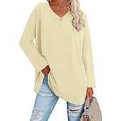Naisten T-paita Tavallinen Perus Pitkähihainen V kaula-aukko Tavalliset topit Ystävänpäivä Kausaliteetti Viikonloppu Valkoinen Keltainen Punastuvan vaaleanpunainen Rubiini Sininen Syystalvi halpa Yksinkertainen t-paita-Naisten T-paita Tavallinen Perus Pitkähihainen V kaula-aukko Tavalliset topit Ystävänpäivä Kausaliteetti Viikonloppu Valkoinen Keltainen Punastuvan vaaleanpunainen Rubiini Sininen Syystalvi