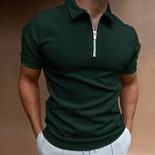 levne Pánské klasické polo-Pánské Polo na zip Golfová košile Dovolená Ležérní Čtvrtletní zip Krátký rukáv Módní Pevná barva Bez vzoru Klasika Léto Běžný Černá Bílá Námořnická modř Královská modř Bleděmodrá Polo na zip