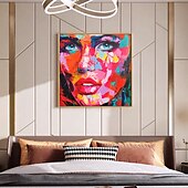 abordables Peintures portraits-Mintura main visage peinture à l&#039;huile sur toile mur art décoration moderne figure abstraite image pour la décoration intérieure roulé sans cadre non étiré peinture