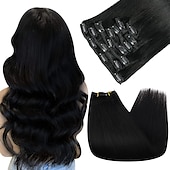 cheap Clip in Hair Extensions-Clip In Hair Extensions Human Hair 8pcs Pack Straight Natural Color Hair Extensions