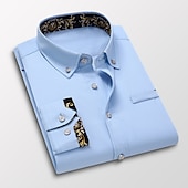 billiga Button Down-skjortor för män-Herr Skjorta Button Down skjorta Skjorta med krage Blommig Bröllop Arbete Vin Svart Vit Marinblå Långärmad Nedvikt Vår &amp; Höst Kläder Button-Down