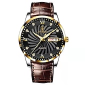 halpa Kvartsikellot-Miesten kvartsikello muoti luksus rento miesten analoginen rannekello nahkaremmi kalenteri päivämäärä viikko hehkuva vedenpitävä kvartsikellot