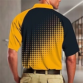 cheap Men&#039;s Printed Polo-Men&#039;s Geometry Polo Shirt Golf Shirt Short Sleeves Shirt Turndown Outdoor Street 3D Print Yellow Zipper Print Clothing Apparel Fashion Designer Casual Breathable