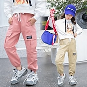 cheap Bottoms-Back to School Girls' 3D Solid Color Pants Summer Spring Fall Active Cargo Kid's Teen School Outdoor Daily
