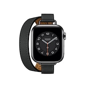 abordables correas de reloj de manzana-Ver Banda para Apple Watch Series 8 7 6 5 4 3 2 1 SE Cuero Auténtico Reemplazo Correa Double Tour Pulsera
