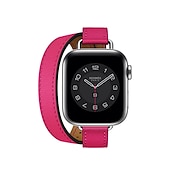 abordables correas de reloj de manzana-Ver Banda para Apple Watch Series 8 7 6 5 4 3 2 1 SE Cuero Auténtico Reemplazo Correa Double Tour Pulsera