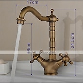 economico Girevole-rubinetto da cucina monocomando rubinetto da cucina in ottone antico monoforo girevole / arco alto/alto, rubinetto da cucina in ottone antico/cod con linee di alimentazione / regolabile su acqua