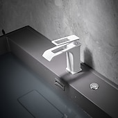 cheap Bathroom Sink Faucets-Bathroom Sink Faucet - Waterfall Electroplated / Painted Finishes Centerset Single Handle One HoleBath Taps