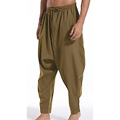 billiga Retro-Herr Långbyxor Sommarbyxor Joggarbyxor Baggy Harem Byxor Boho byxor Snörning Elastisk midja Mönster Slät Komfort Andningsfunktion Ledigt Dagligen Streetwear Sport Mode Svart Vit Microelastisk