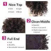 cheap Bangs-Afro High Puff Hair Bun Drawstring Ponytail With Bangs Short Kinky Curly Pineapple Pony Tail Clip in on Wrap Updo Ponytail Extensions