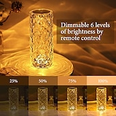 cheap Table Lamps-Crystal Table Lamp 16 Colors Change Touch Remote Control Modern Bedside Table Lamp USB Rechargeable Rose Desk Lamp Night Light for Valentines Bedroom Living Room Dinner Bar Decoration