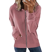 economico Felpe e Sweatshirt Texturizzati-Per donna Felpa con cappuccio e zip Maglione Abbigliamento sportivo Cerniera Tasca frontale Verde Blu Viola Liscio Sport Manica lunga S M L XL XXL