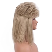 economico Parrucche storiche-Parrucche Beehive parrucca mullet capelli metallo biondo mullet parrucca anni &#039;70 con frangia festa disco parrucche lunghe ricce per uomini donne per uomo donna signore hippie anni &#039;80 &#039;90 festa