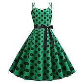 levne Šaty-Puntíky 1950 Grease Oblečení Dovolená Šaty Šaty Maškarní Pruhované Puntíky Společenské Šaty Žen Maškarní Oslava  Večerní Šaty Domácí Šaty