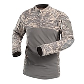 cheap Men&#039;s Active Tees &amp; Tanks-Men&#039;s Combat Shirt Tactical Military Shirt Camo / Camouflage Long Sleeve Outdoor Summer Autumn Breathable Multi-Pockets Quick Dry Sweat wicking Top Cotton Hunting Military Training Combat Jungle