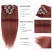 abordables Extensions à Clips-A Clipser Extensions de cheveux Cheveux Naturel humain 8 pièces Pack Droit Couleur naturelle Extensions de cheveux