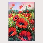 billiga Blom- och växtmålningar-handgjord oljemålning canvasvägg konst dekoration abstrakt kniv målning blommor röd för heminredning rullad ramlös osträckt målning